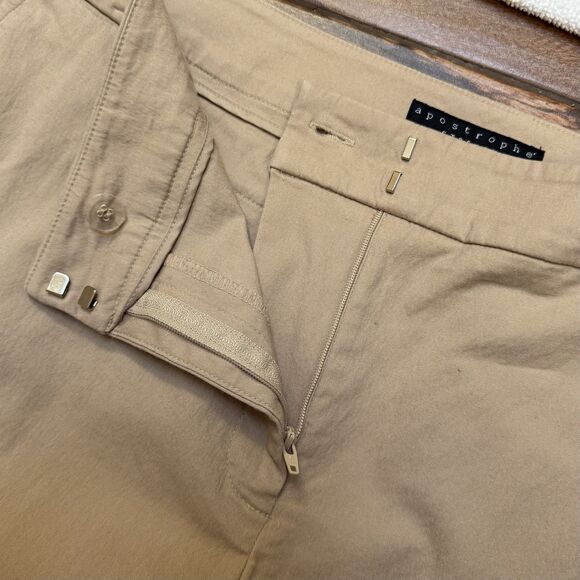 Apostrophe Pants Women’s Khaki Wide Leg Lightweight Capris Stretch Sz 12 - Picture 7 of 7